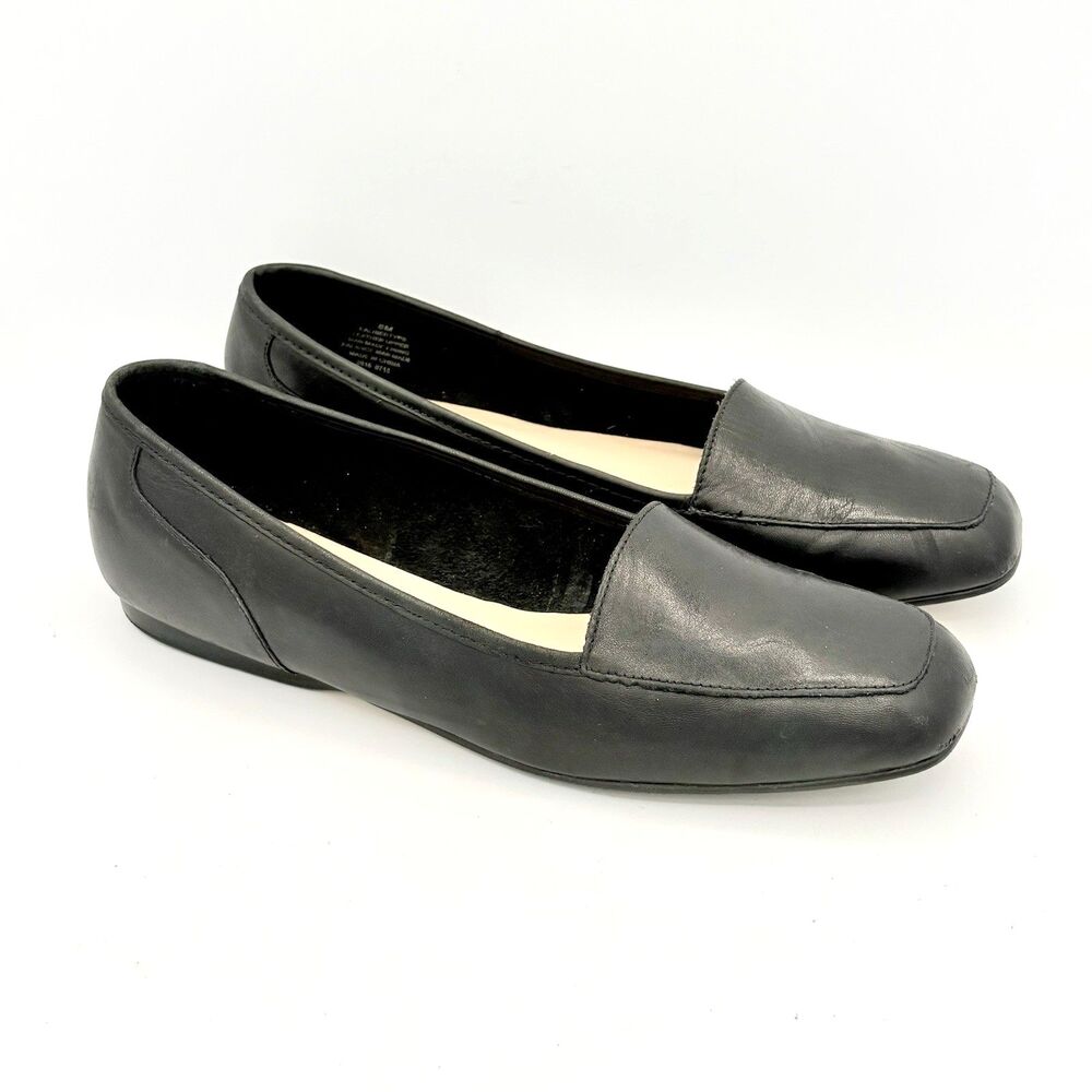 Enzo Angiolini Liberty Black Leather Slip On Loafers Square Toe Flats size 8M - Picture 9 of 9